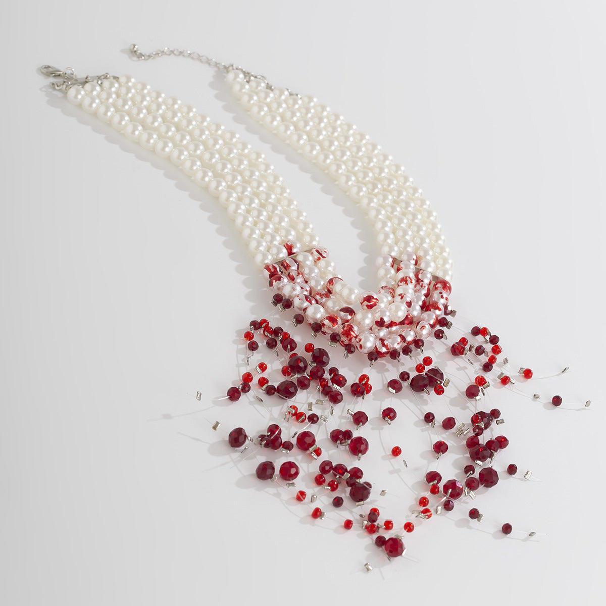 Gargantilla Gótica Vintage con Perlas de Imitación, Colgante de Cristal y Borlas para Mujer