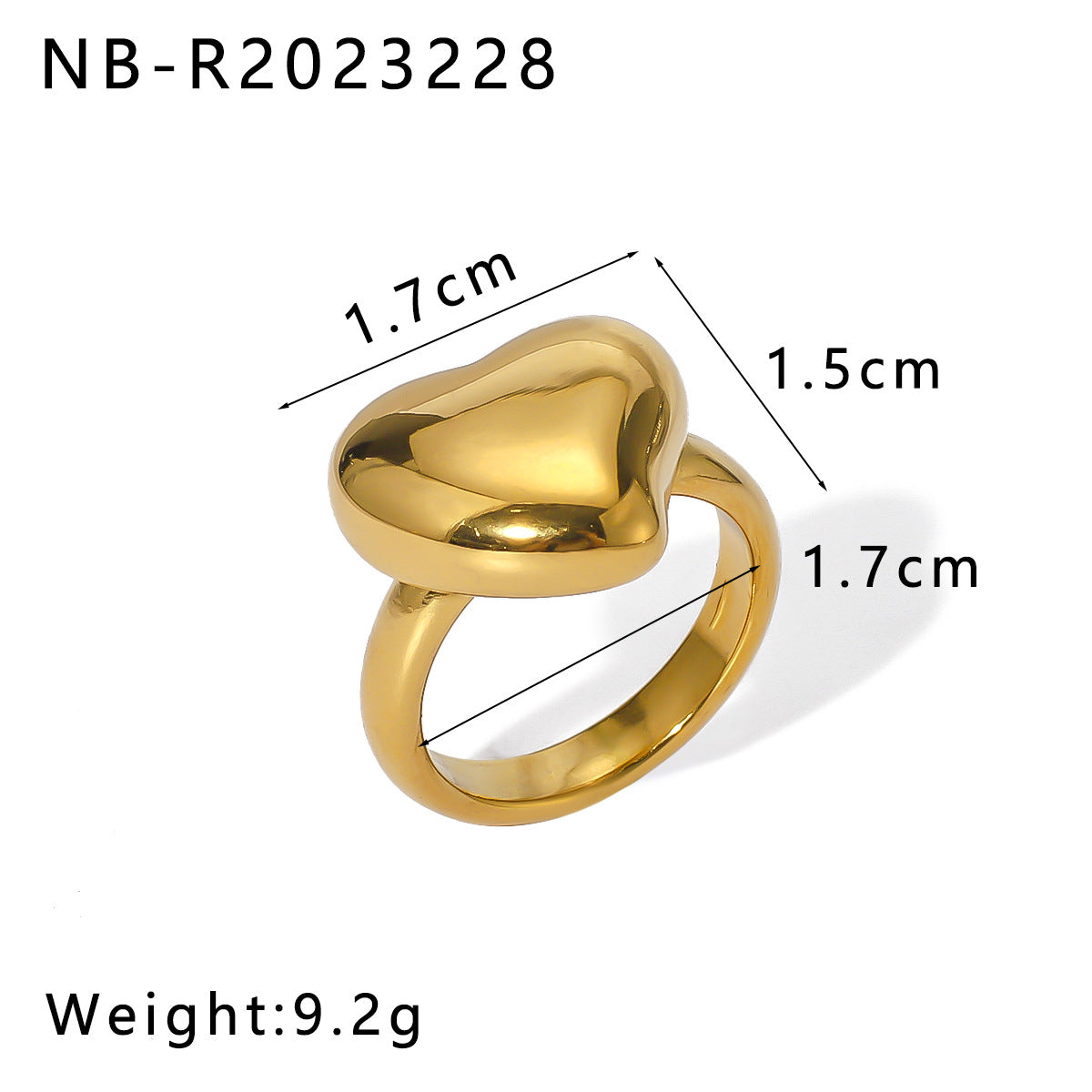 Minimalist Geometric Heart-Shaped Stainless Steel Ring with 18K Gold Plating for Women and Men