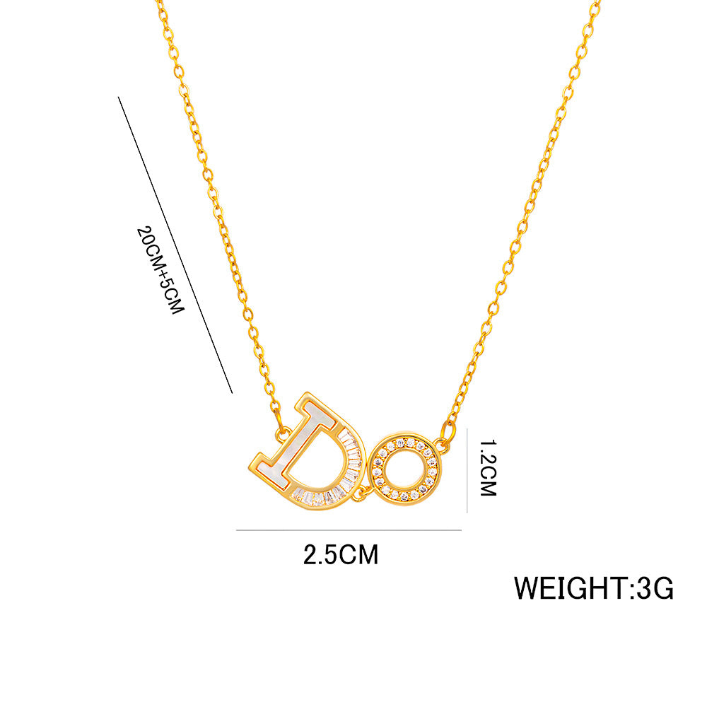 Collar Minimalista con Letras D O para Mujer, Acero Titanio Chapado en Oro Real, Cadena Hipoalergénica para Clavícula