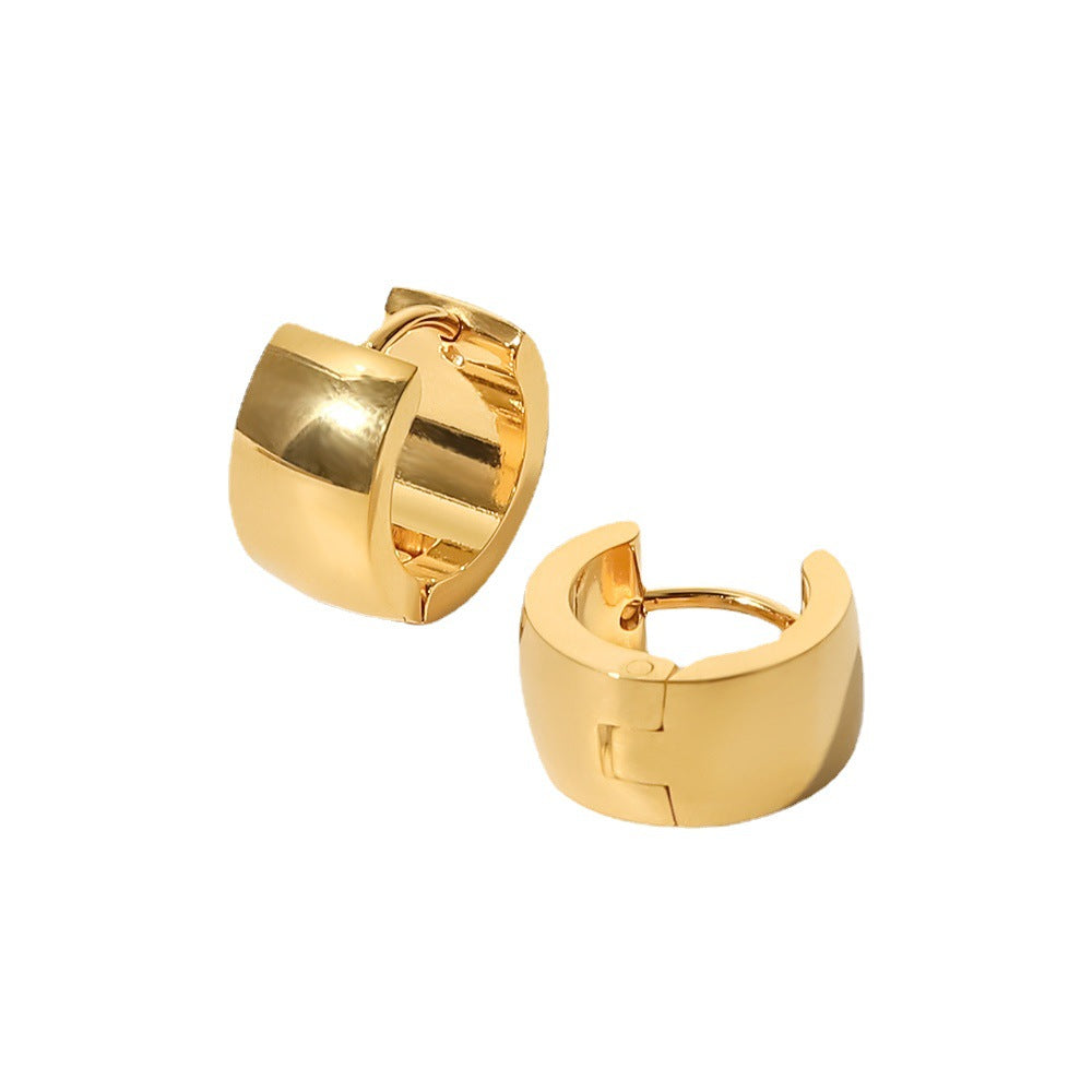 Aretes de Acero Inoxidable Geométricos con Baño de Oro de 18K para Mujer — Pendientes de Clip Minimalistas de Moda
