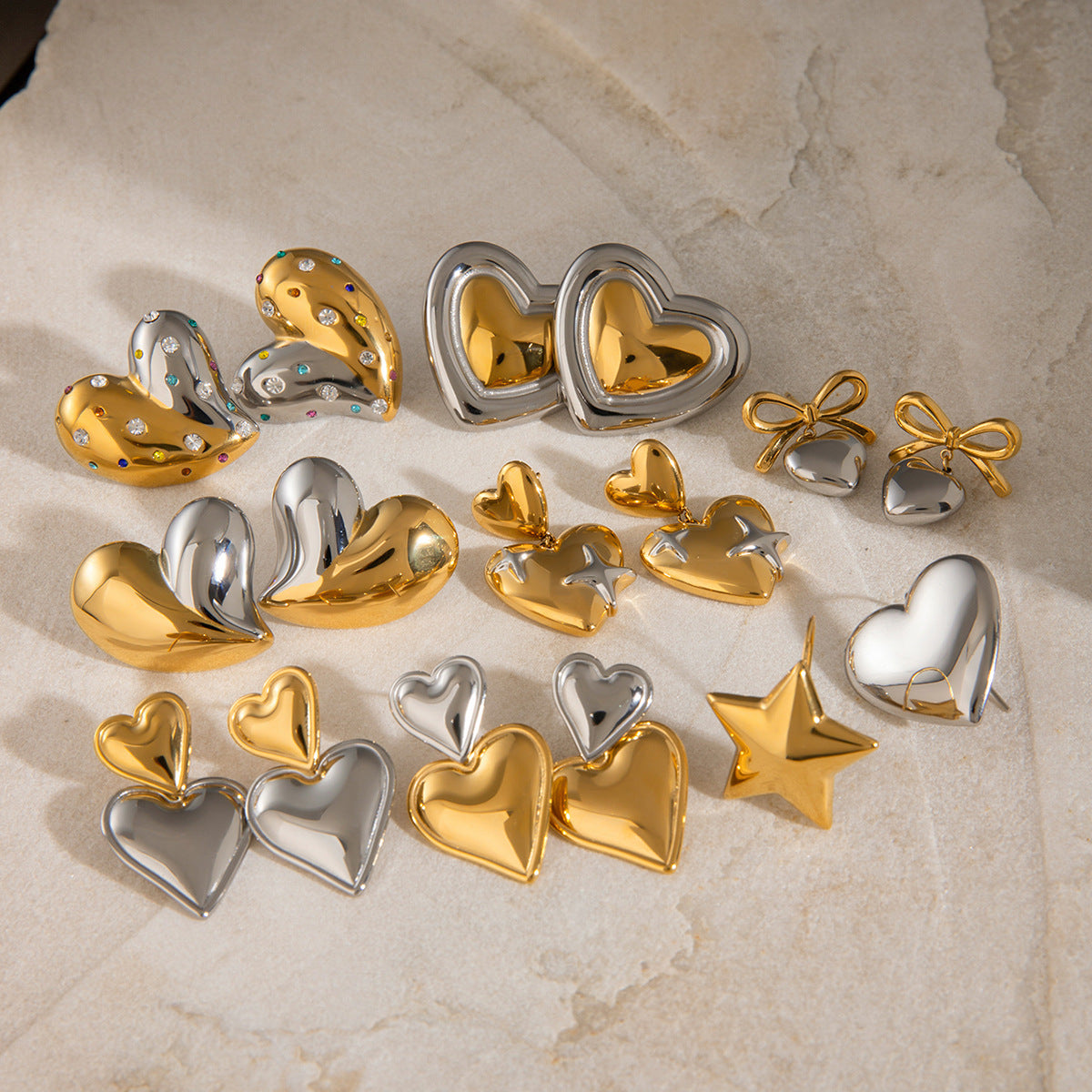 Plated Stainless Steel Heart Earrings for Women