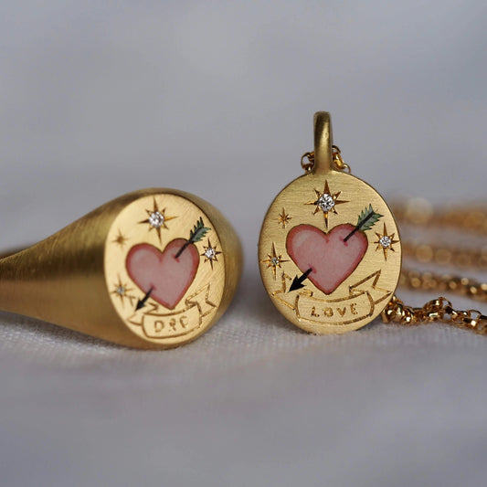 Personalized Floral Heart Pendant Necklace in Stainless Steel with Titanium Steel Pendant and Electroplated Finish