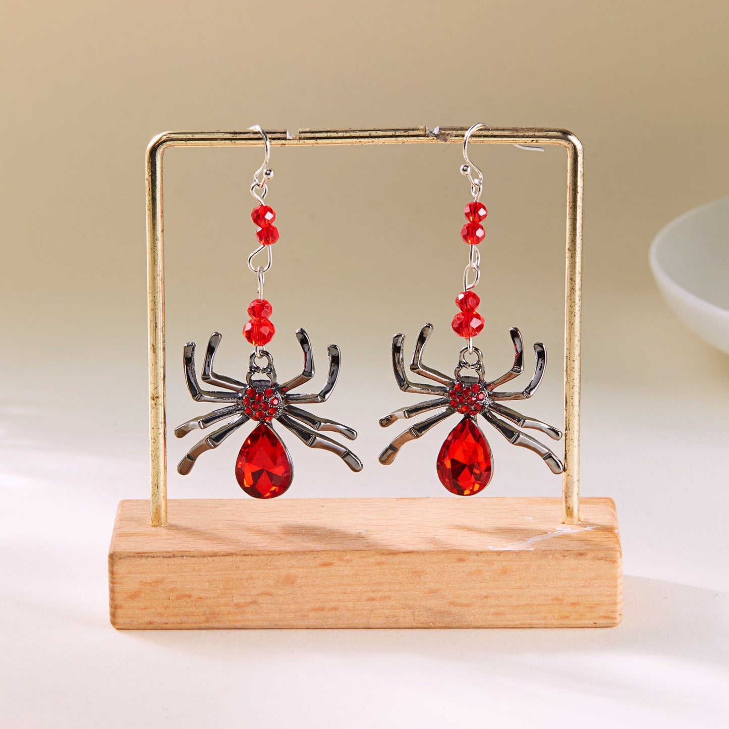 Pendientes de araña góticos de Halloween para mujer de aleación con acabado chapado