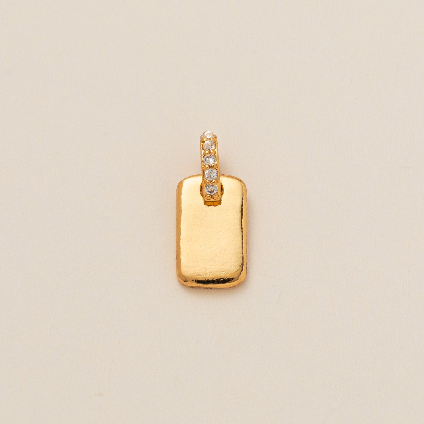 Minimalist Square Heart Brass Pendant with Cubic Zirconia Inlay DIY Charm Bar for Women