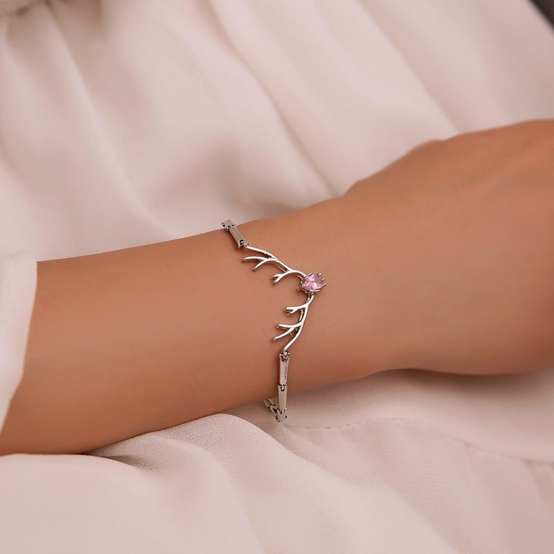 Deer Antler Necklace Alloy Water Wave Chain