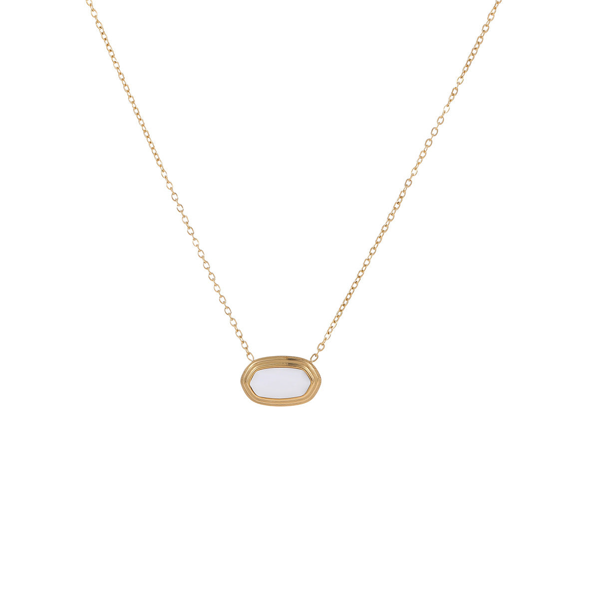 Gargantilla geométrica con incrustaciones de ónix negro en acero inoxidable con baño de oro de 18 K para mujer