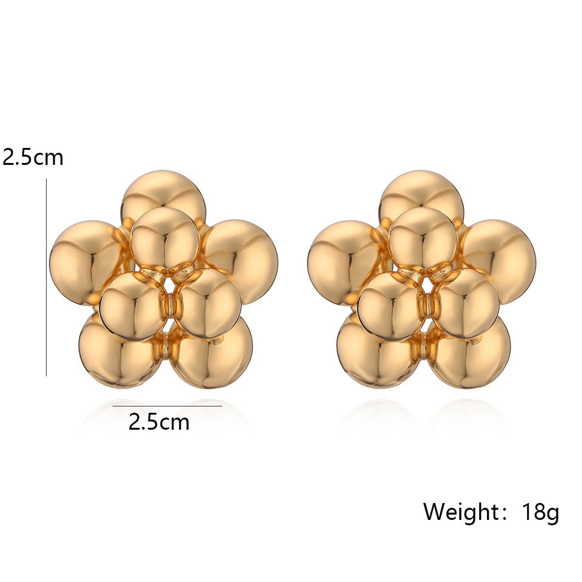 Minimalist Floral Geometric Copper Earrings with Gold Plating for Women