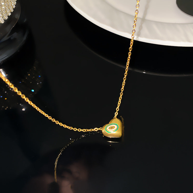 Sweet Streetwear Heart Titanium Steel Plated Pendant Necklace for Unisex