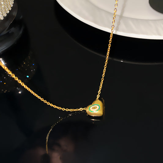 Sweet Streetwear Heart Titanium Steel Plated Pendant Necklace for Unisex