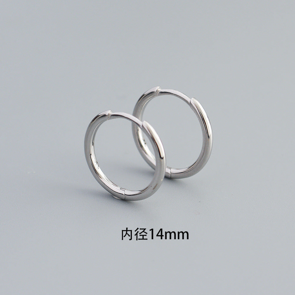 Sweet Minimalist 925 Sterling Silver Polished Round Geometric Hoop Earrings for Women
