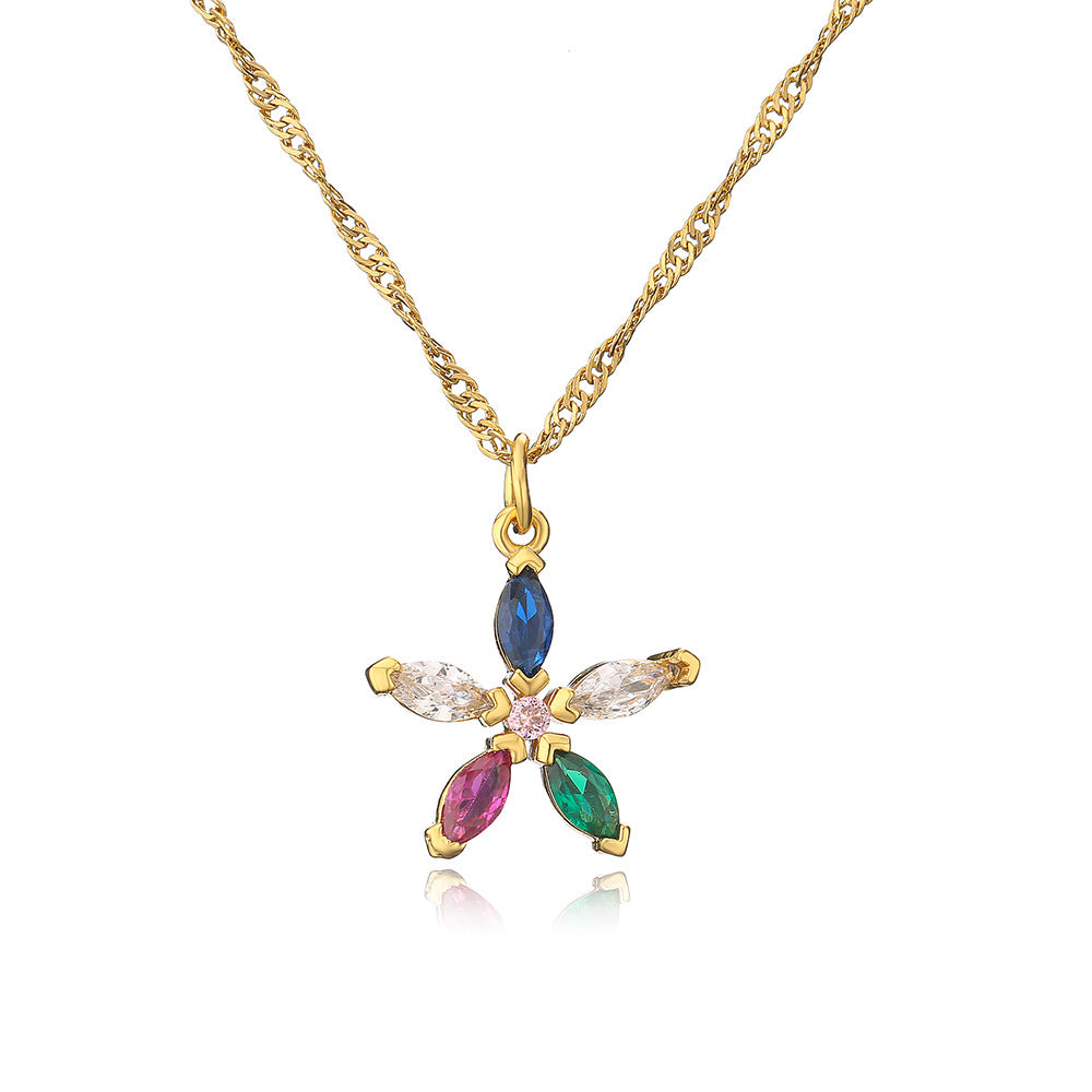 Minimalist Geometric Heart Pendant Necklace for Women with Copper Base Plated in 18K Gold and Micro-Paved Zirconia