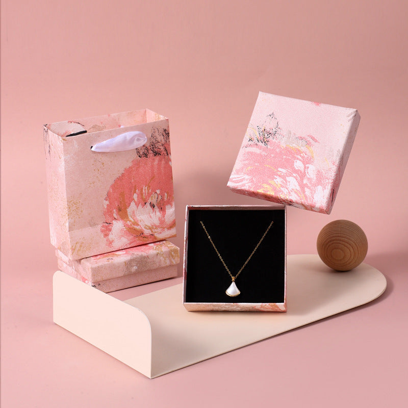 Caja de embalaje de joyería con diseño floral rosa irregular inspirada en el arte para pulseras, pendientes, anillos y collares, con varios tamaños.