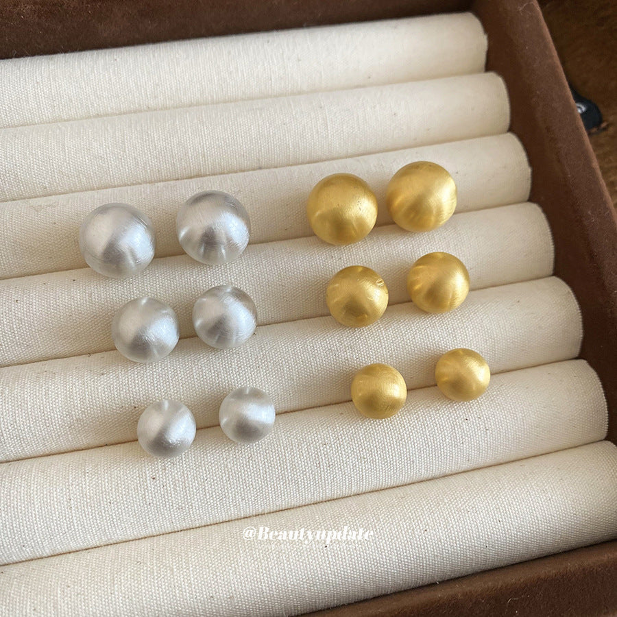 Orecchini rotondi geometrici minimalisti da donna in rame placcato con perni in argento 925