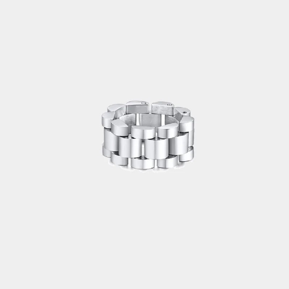 Anello da donna in acciaio inossidabile placcato oro 18 carati, geometrico e minimalista