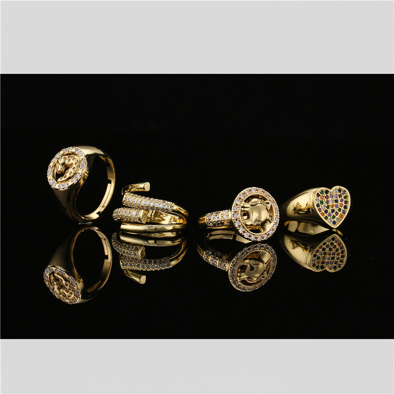 18K Gold Plated Brass Geometric Animal Open Ring for Women