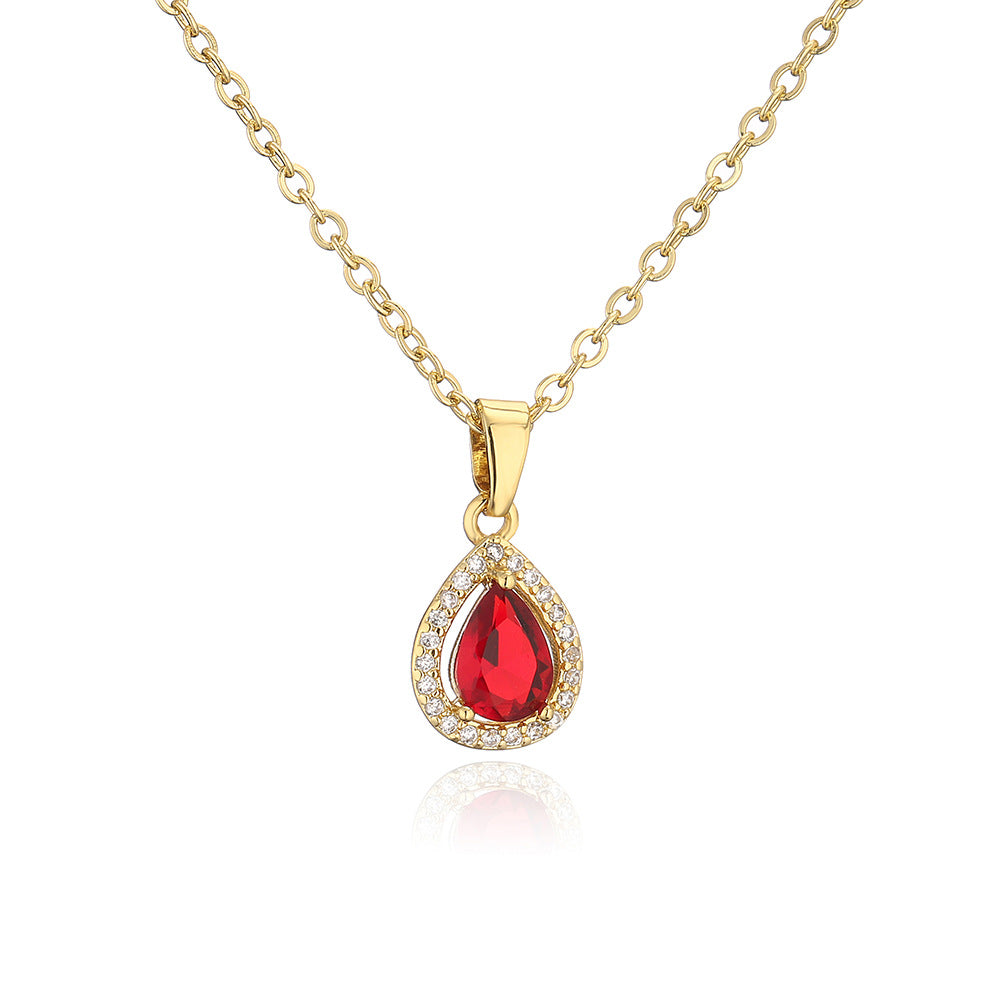 Collana da donna con ciondolo a goccia minimalista in zircone e rame con design geometrico