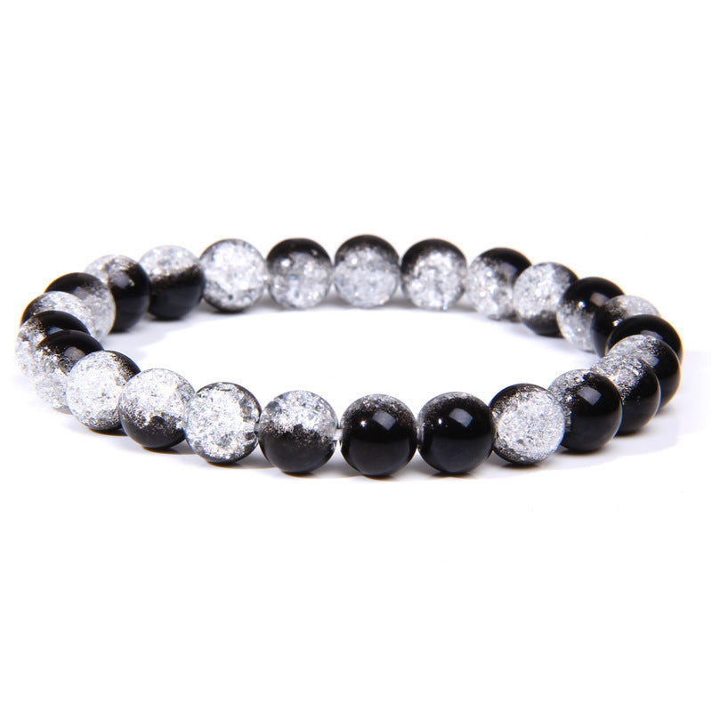 Natural Volcanic Stone and Agate Beaded Bracelet Geometric Round Unisex Fashion Jewelry