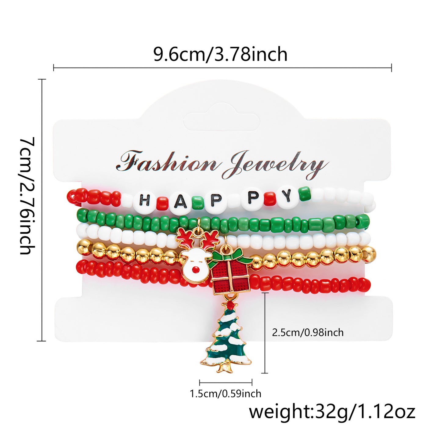Christmas Cartoon Character Resin Bracelet Set with Snowflake Reindeer Bell Santa Claus Elements Casual Unisex Jewelry