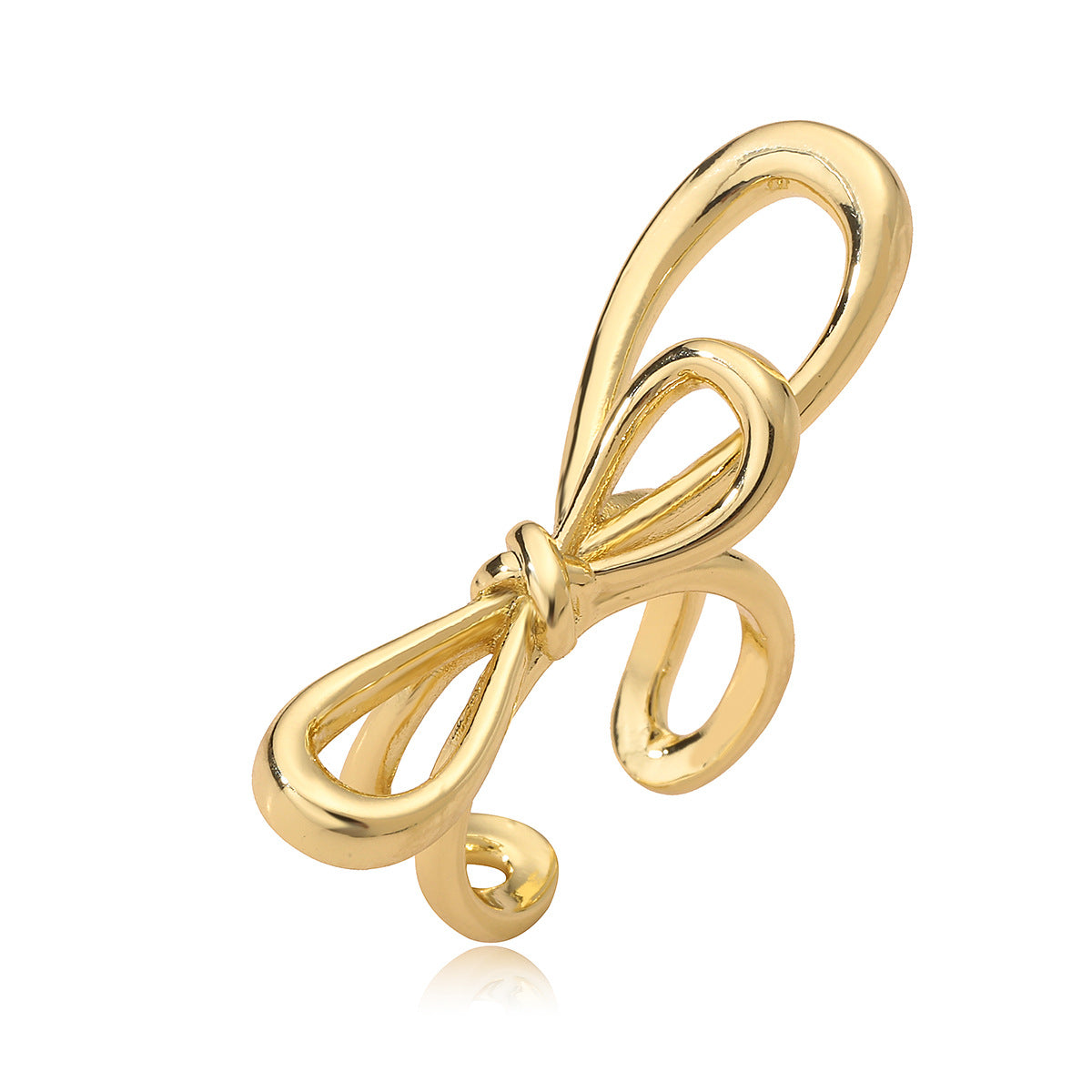 Anello Aperto da Donna Minimalista con Fiocco Geometrico Placcato Oro 18K