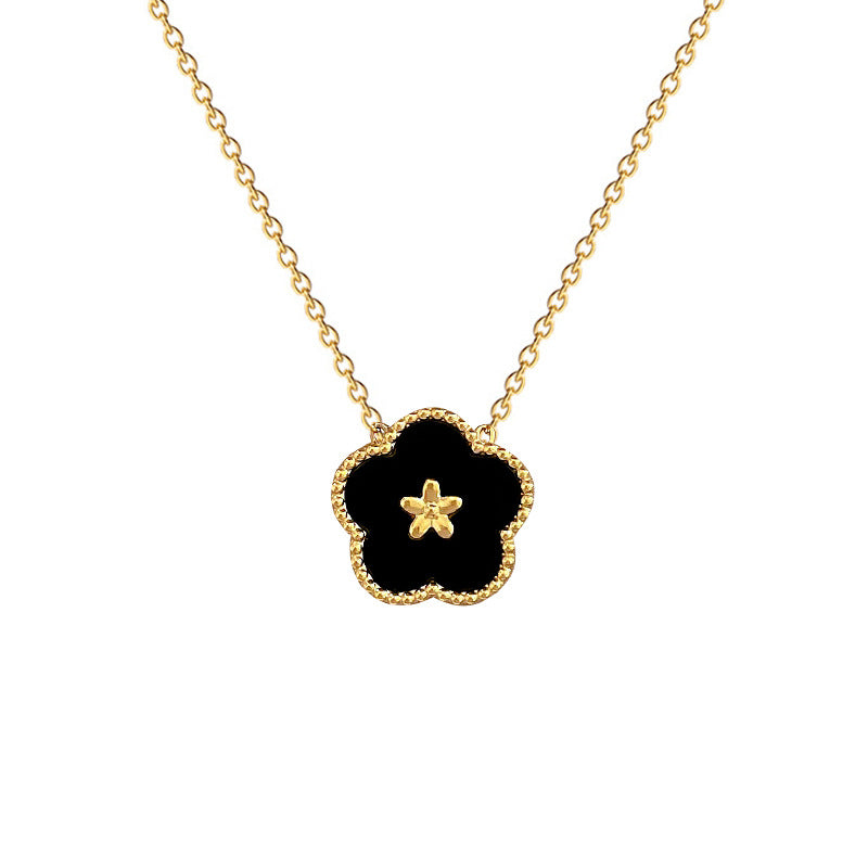 Minimalist Titanium Steel Geometric Floral Collar Necklace for Unisex