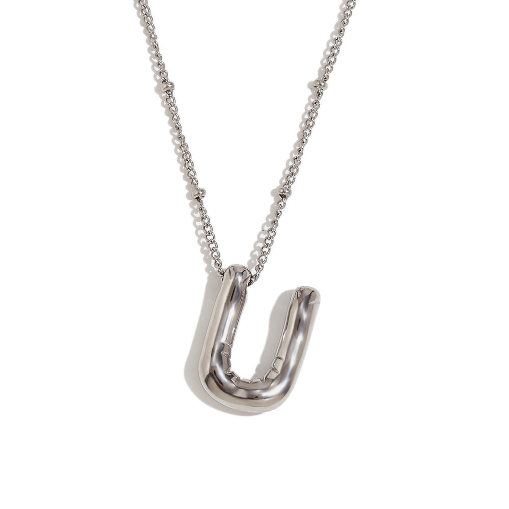 Fashionable Letter-Shaped Stainless Steel Pendant Necklace with 18K Gold Plating for Women