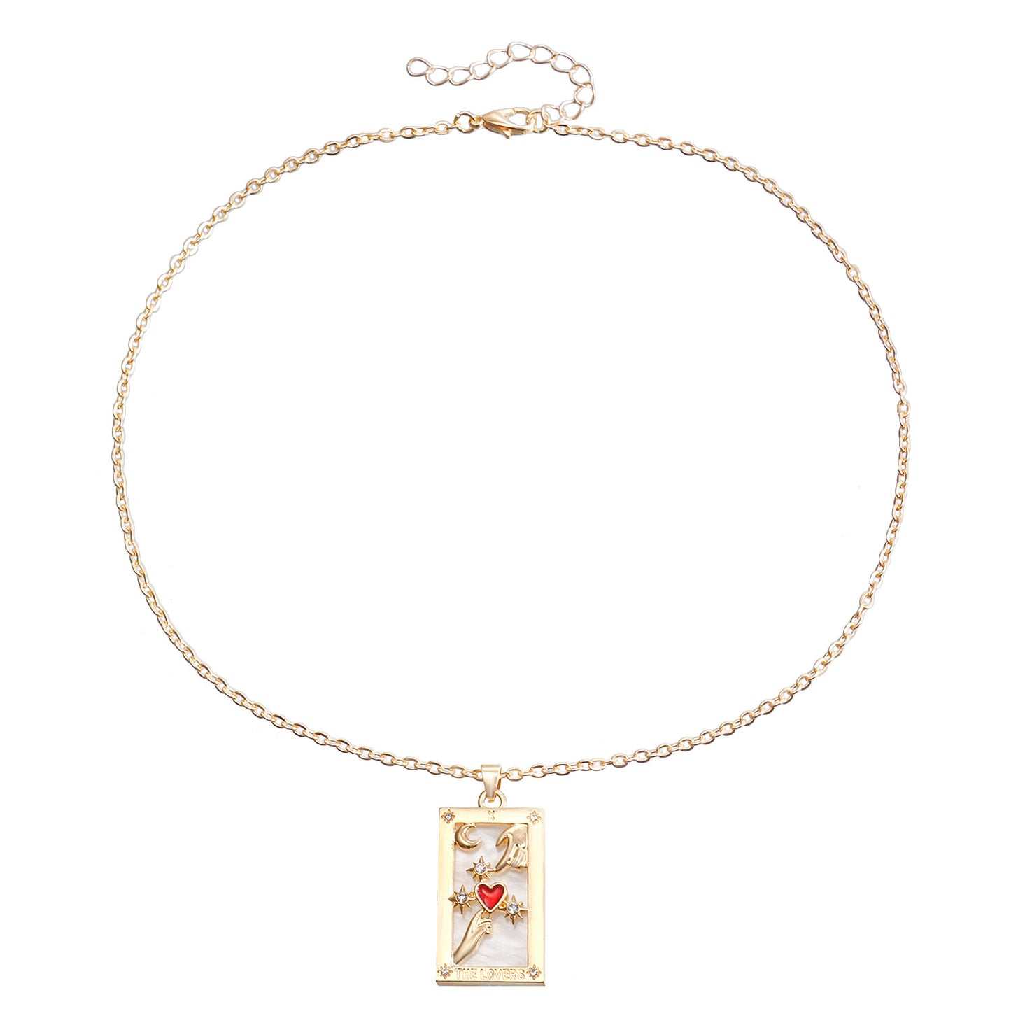 Minimalist Rectangular Tarot Pendant Necklace in Alloy with Plated Finish for Women