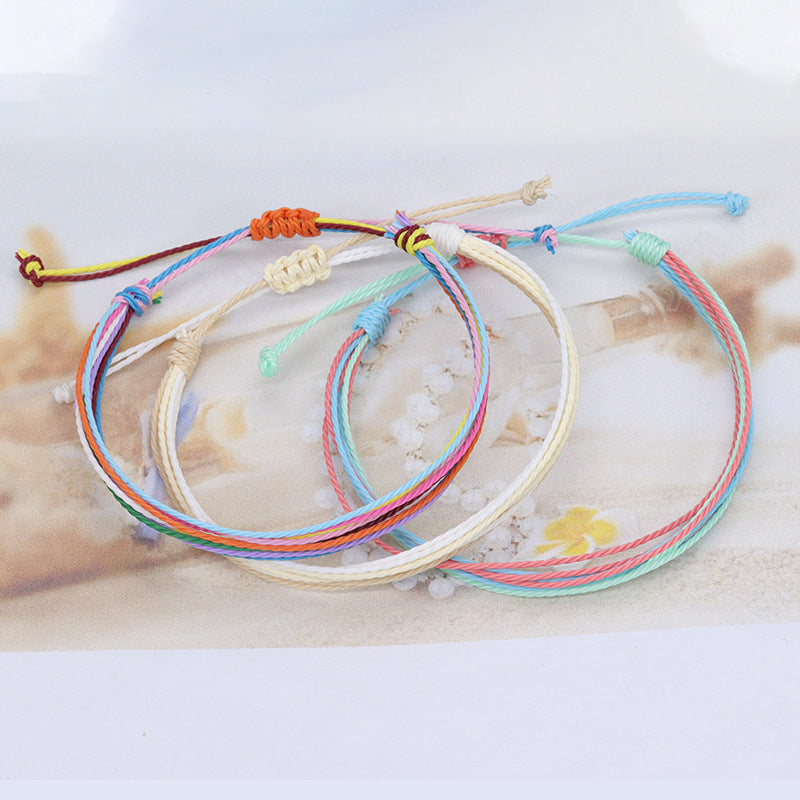 Bohemian Sweet Handmade Braided Wax Cord Bracelet U Shape Unisex Lucky Charm