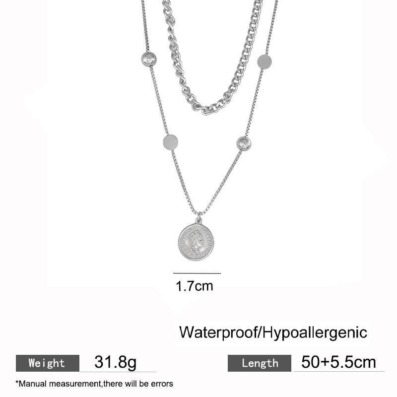 Sweet Streetwear Plated Titanium Steel Heart Geometric Pendant Necklace for Unisex