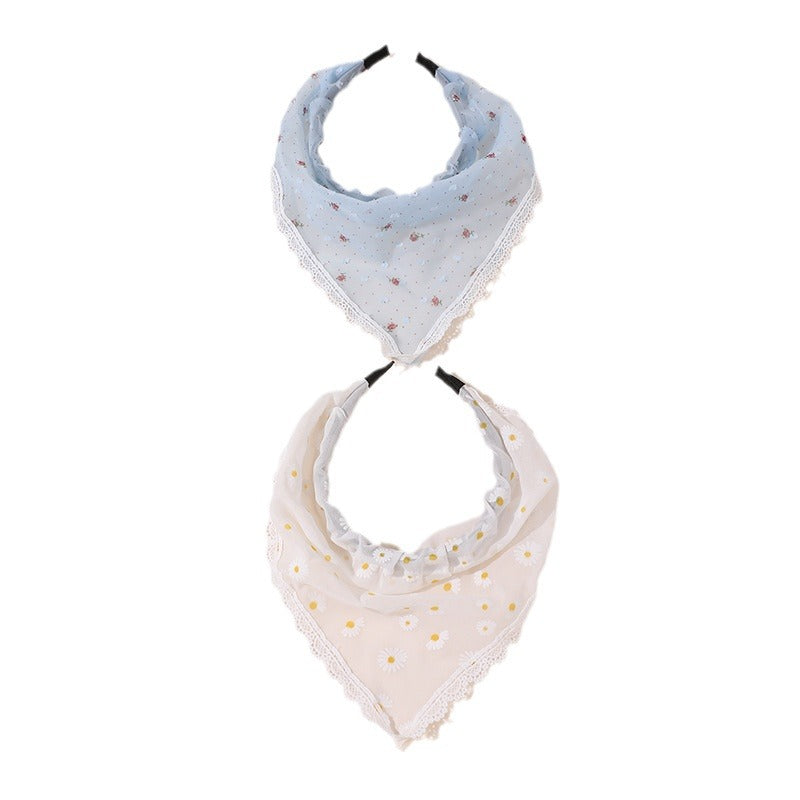 Fascia per Capelli Floreale Minimalista con Margherite per Ragazze in Tessuto di Cotone con Forma Geometrica e Accenti Colore Macaron