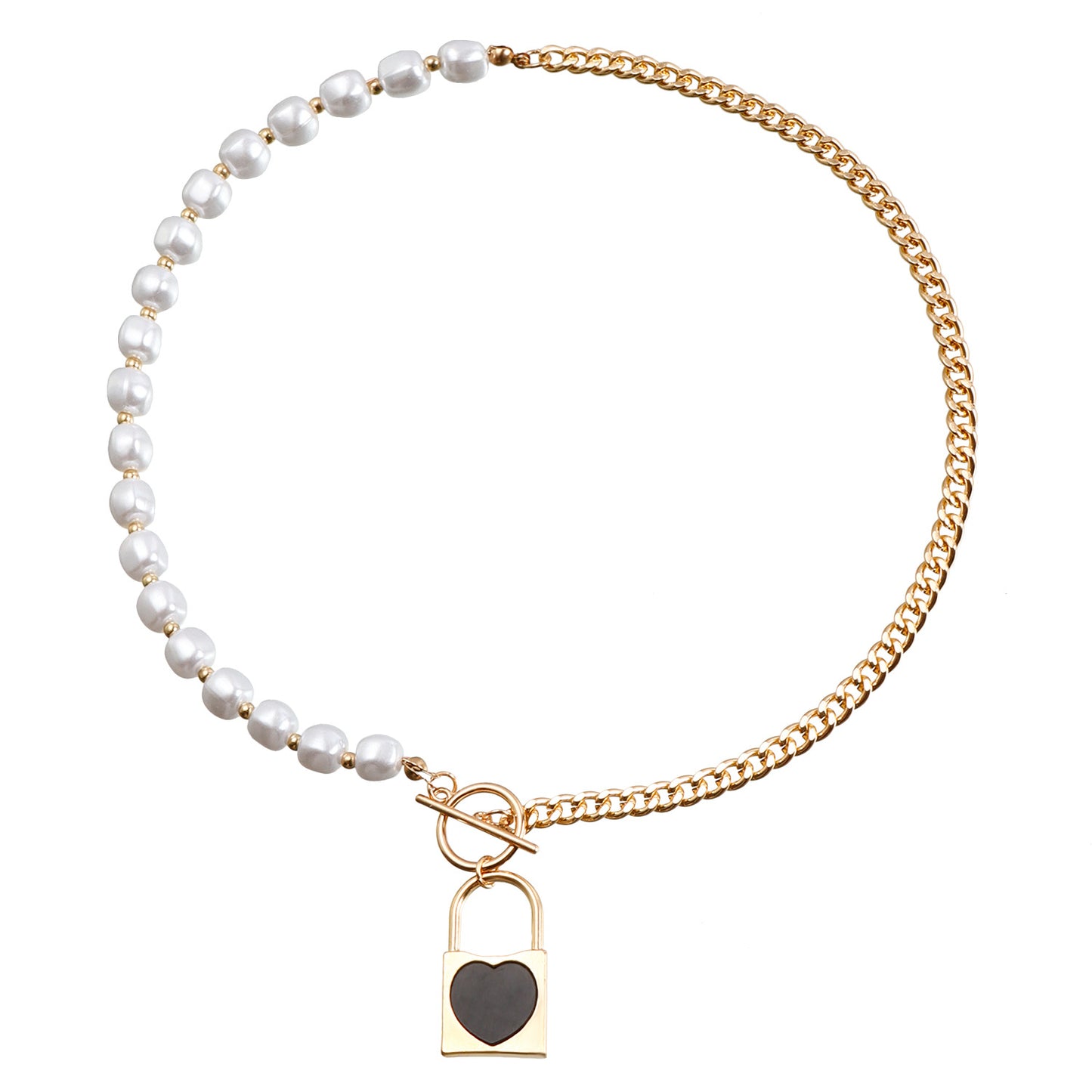 Elegant White Imitation Pearl and Shell Butterfly Geometric Aluminum Chain Necklace for Women
