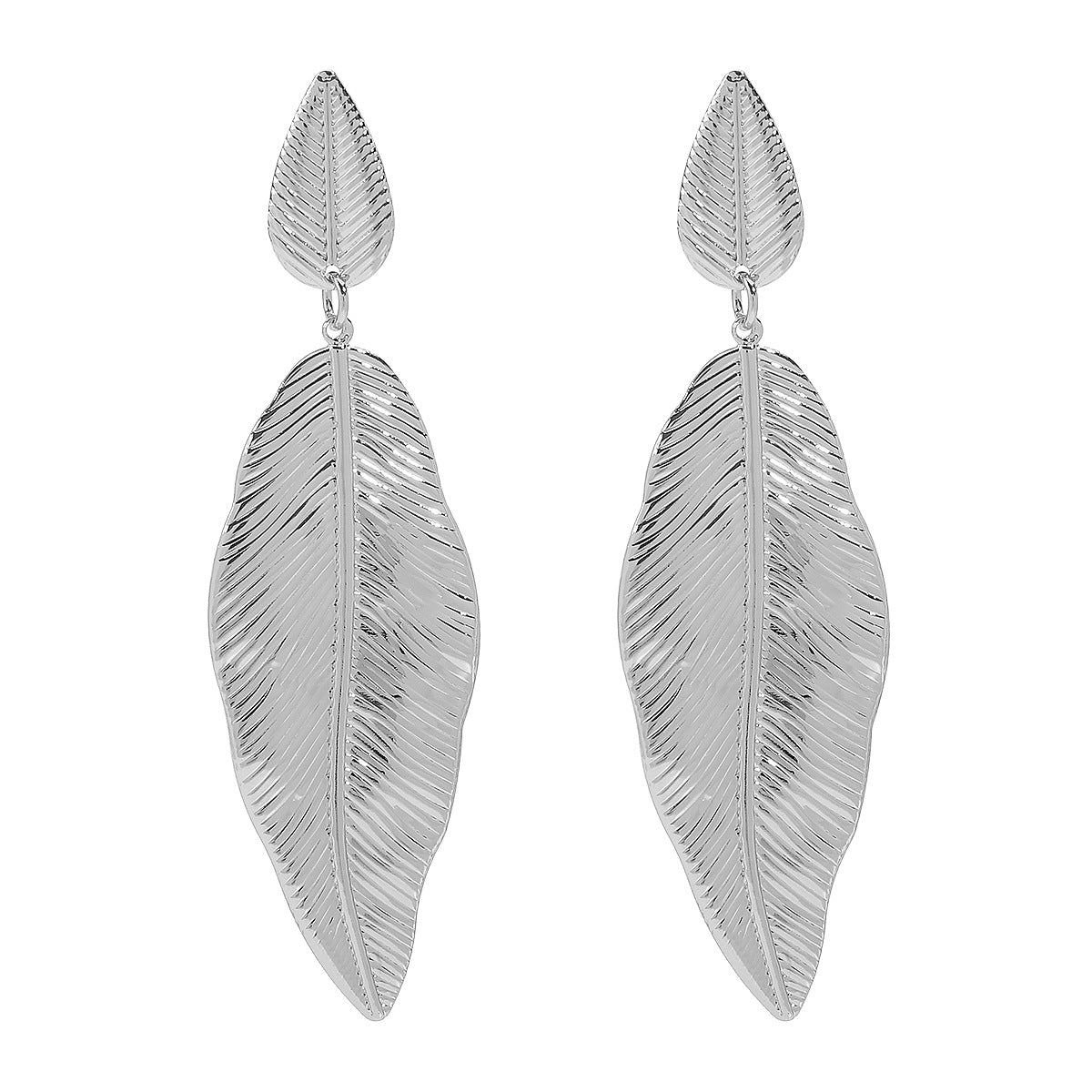 Pendientes de hierro con forma de hoja estilo vintage y diseño minimalista de moda para mujer