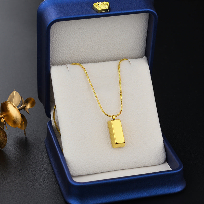 Geometric Titanium Steel Plated Pendant Necklace for Women with Snake Chain
