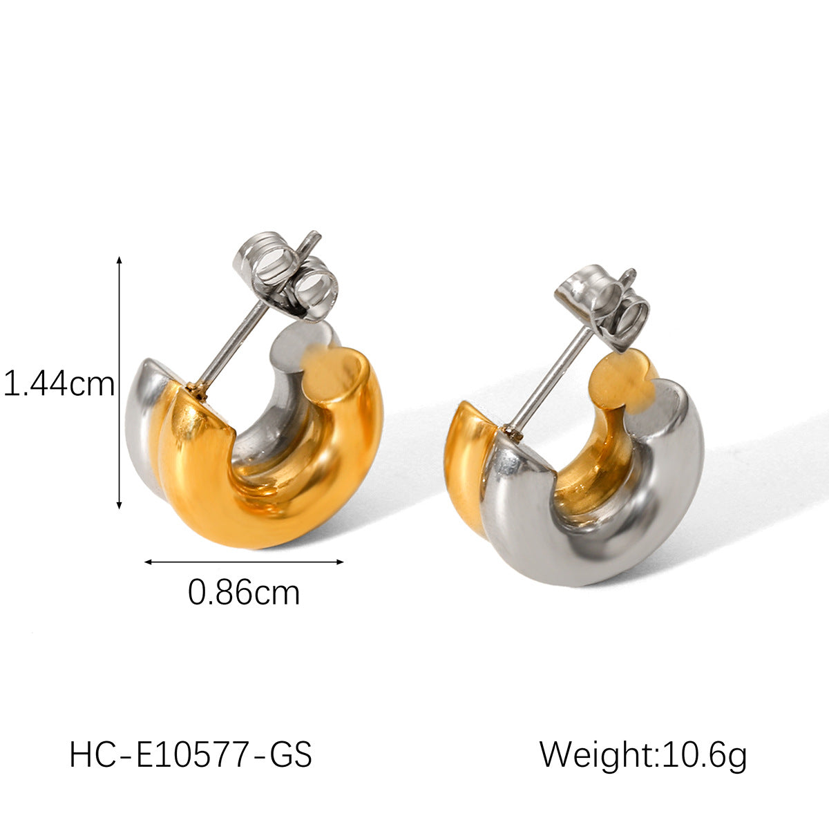 Fashion Minimalist 18K Gold Plated Double Layer Geometric Stainless Steel Hoop Earrings for Women