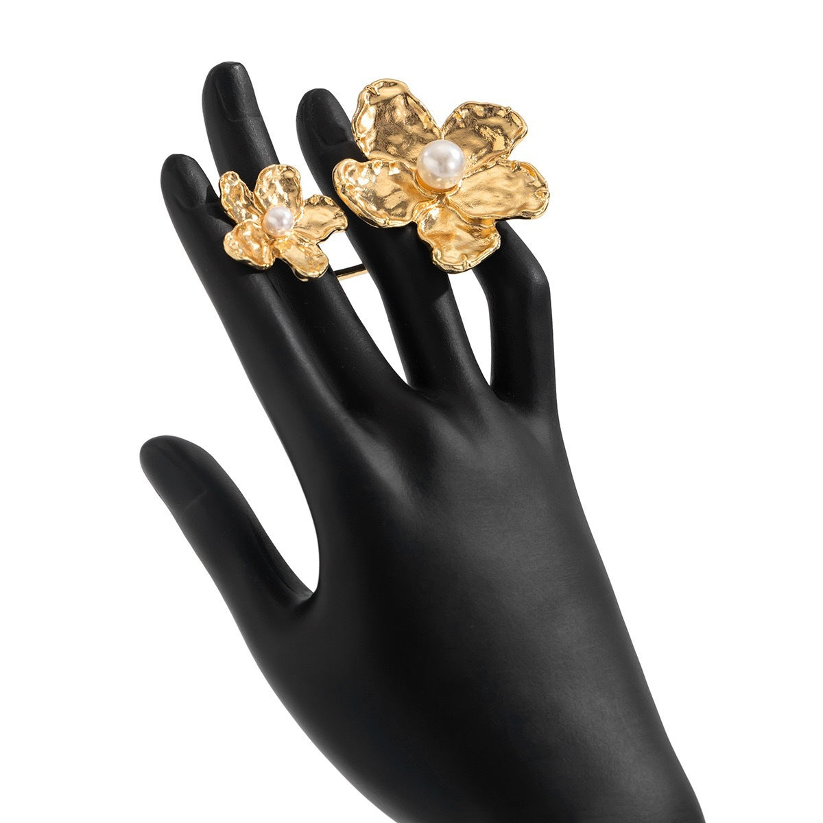 Set di Anelli da Donna con Fiori Geometrici in Lega Placcata, alla Moda