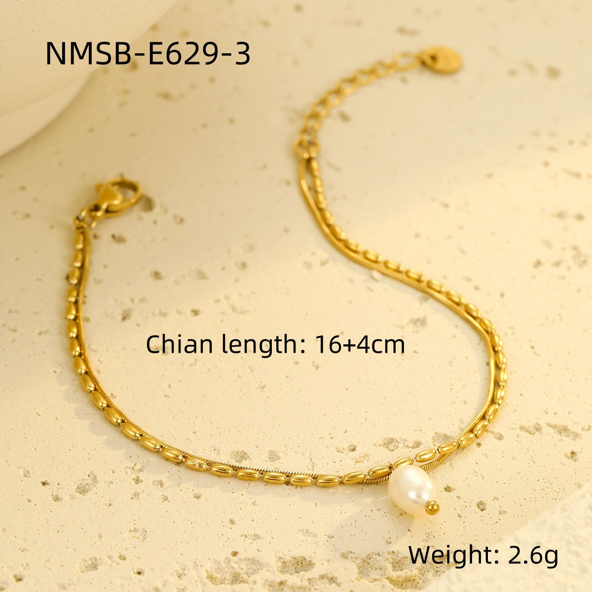 Fashionable Minimalist Double-Layer Stainless Steel Bracelet with Natural Freshwater Pearls for Women