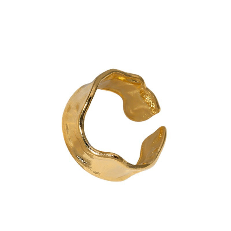 Anello Aperto Minimalista in Acciaio Inossidabile Geometrico da Donna con Finitura Placcata e Design a Linea Pulita