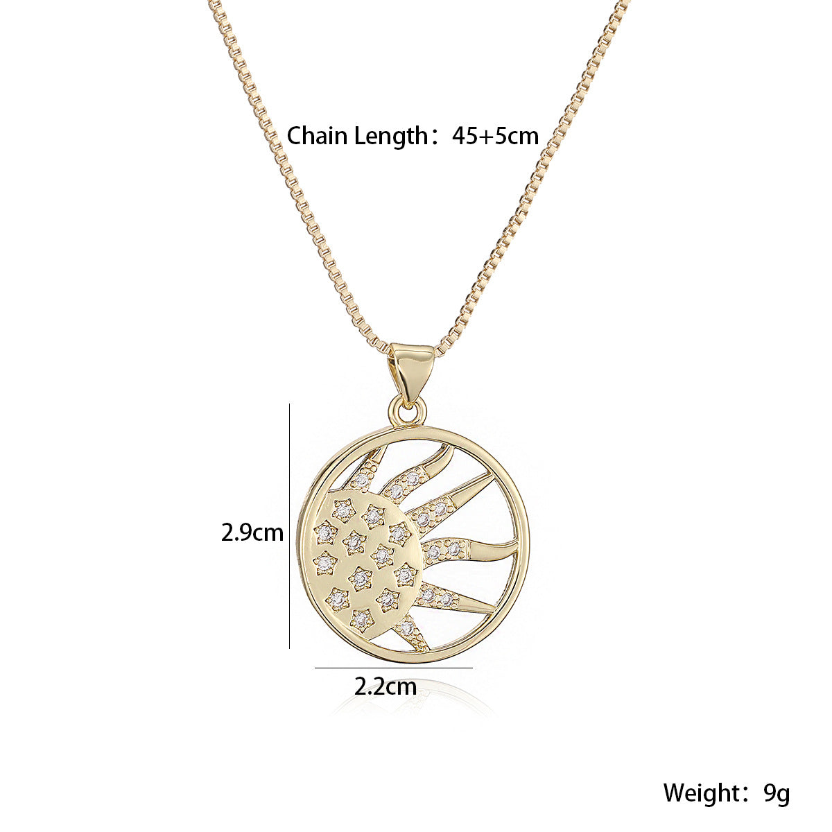 Minimalist Geometric Brass Gold Plated Necklace with Cubic Zirconia for Women
