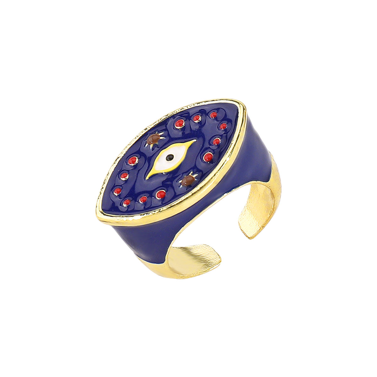 Anello Aperto Floreale Minimalista con Foglia e Rosa da Donna in Lega di Zinco con Finitura Smaltata