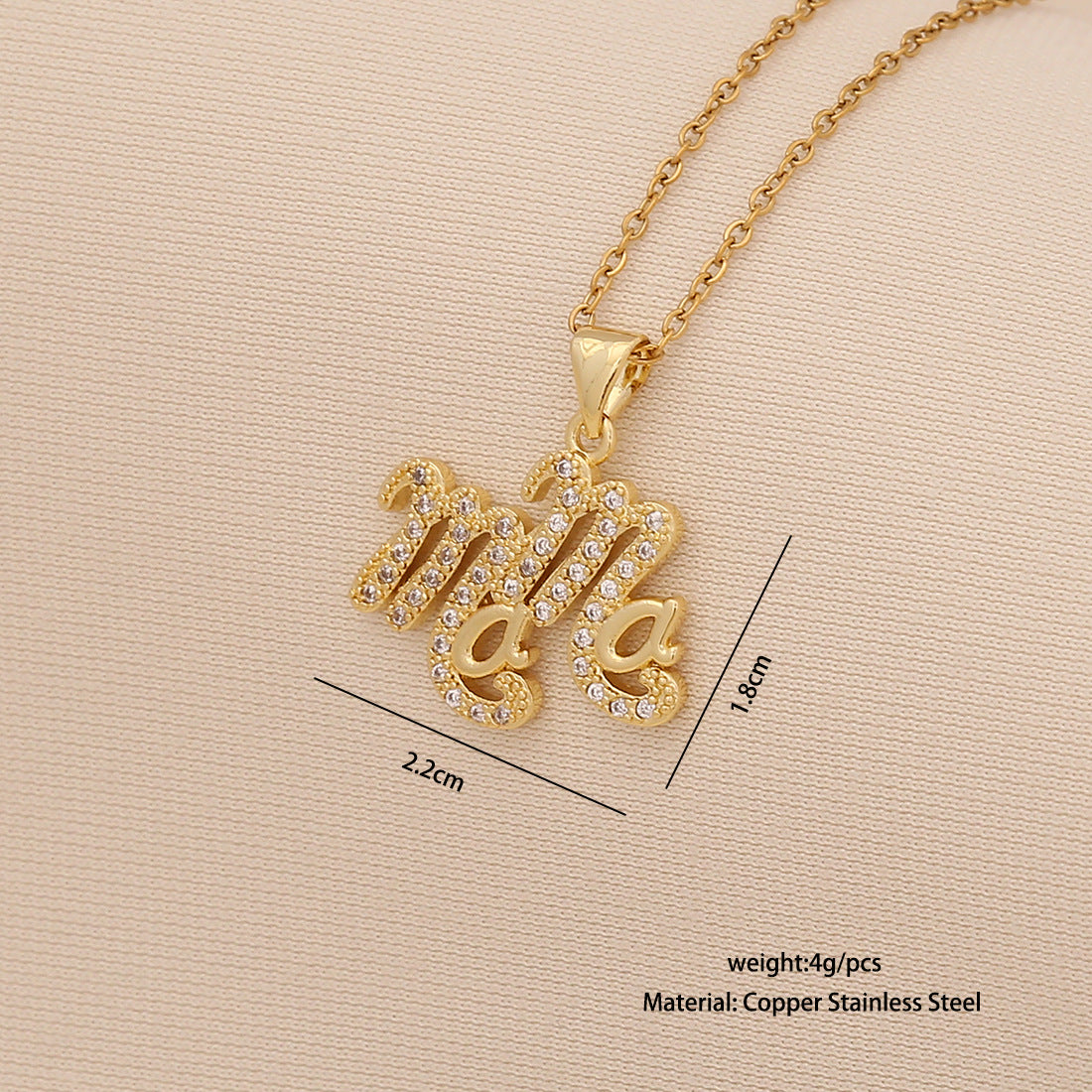 Minimalist Heart-Shaped Stainless Steel Necklace for Women with 'MOM' Letter Pendant and Delicate Clavicle Chain