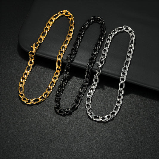 Bracciale a maglie cubane geometrico minimalista da uomo in acciaio al titanio con finitura placcata