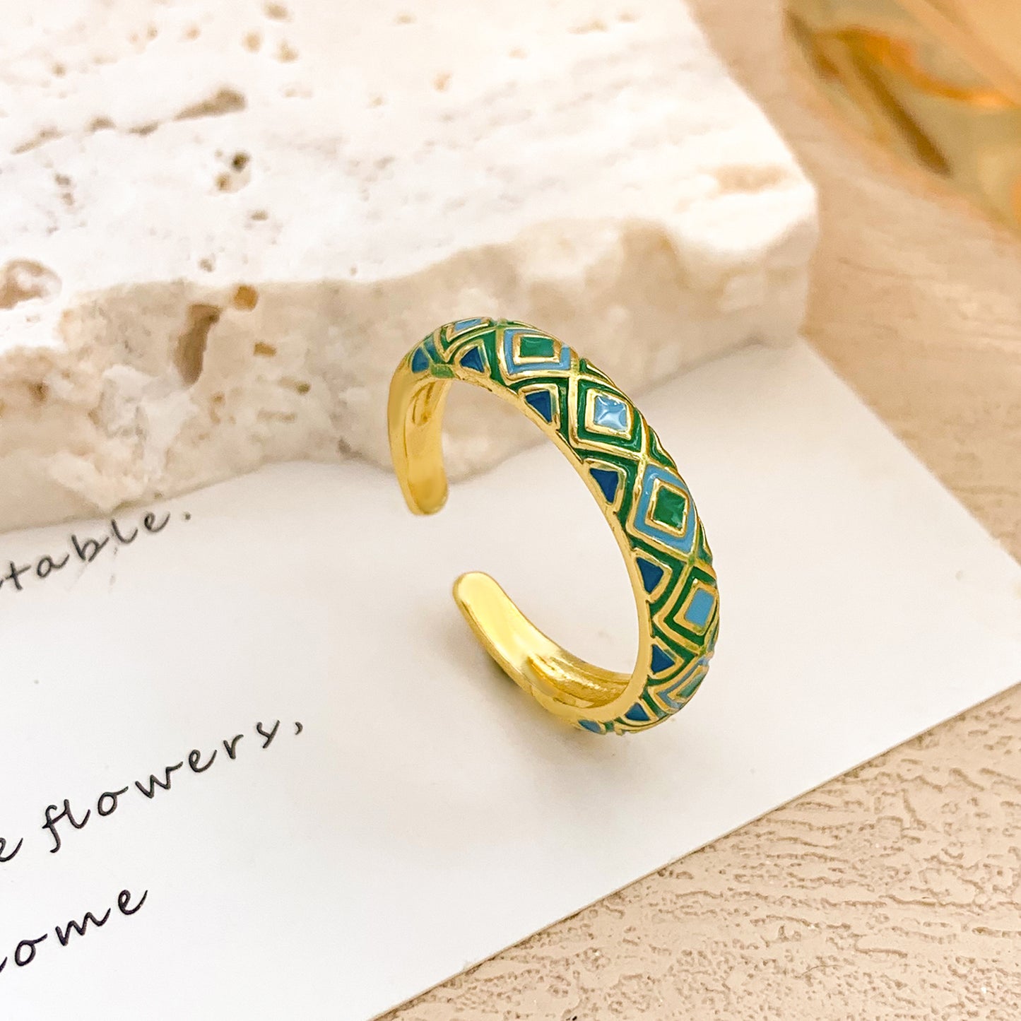 Bohemian Luxury Geometric Alloy Plated Ring for Women