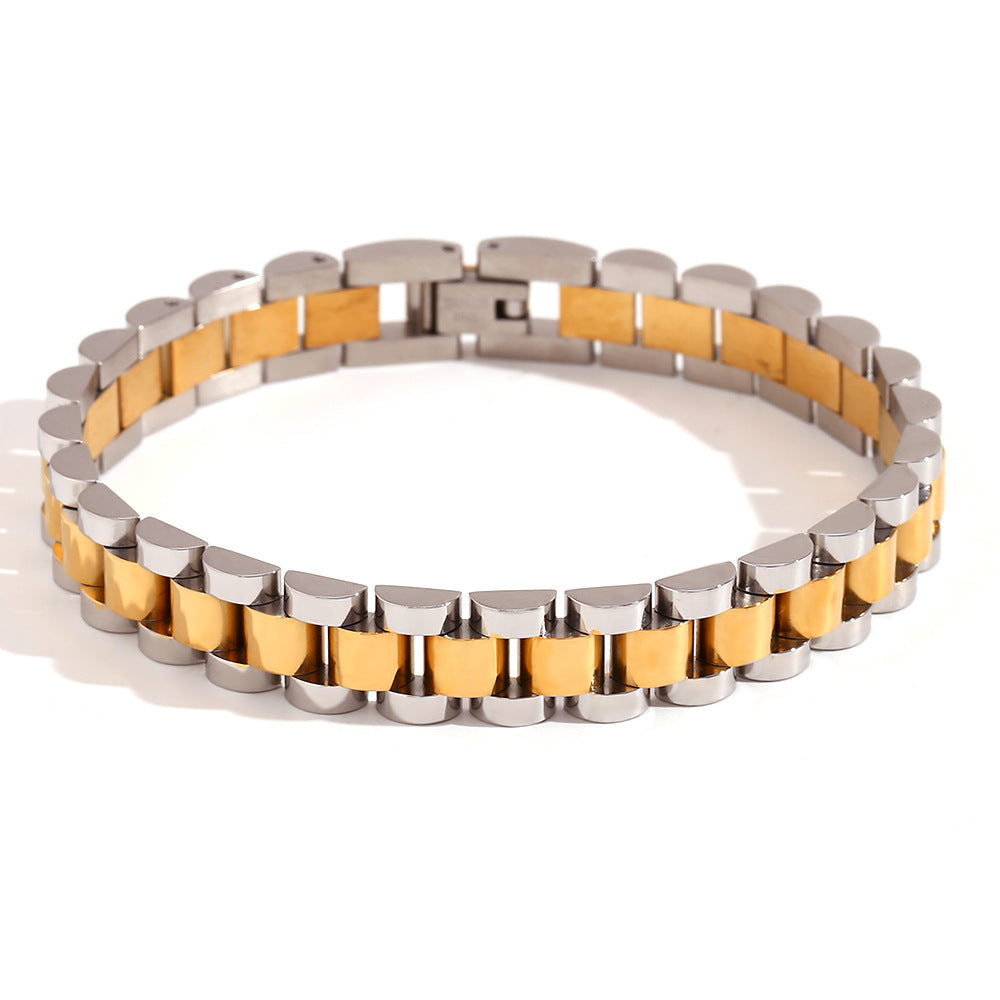 Bracciale di lusso da donna in acciaio inossidabile placcato oro 18 carati, geometrico e minimalista
