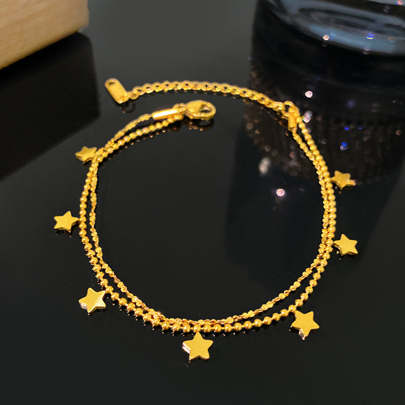 Minimalist Sweet Double Layer Star Titanium Steel Plated Bracelet