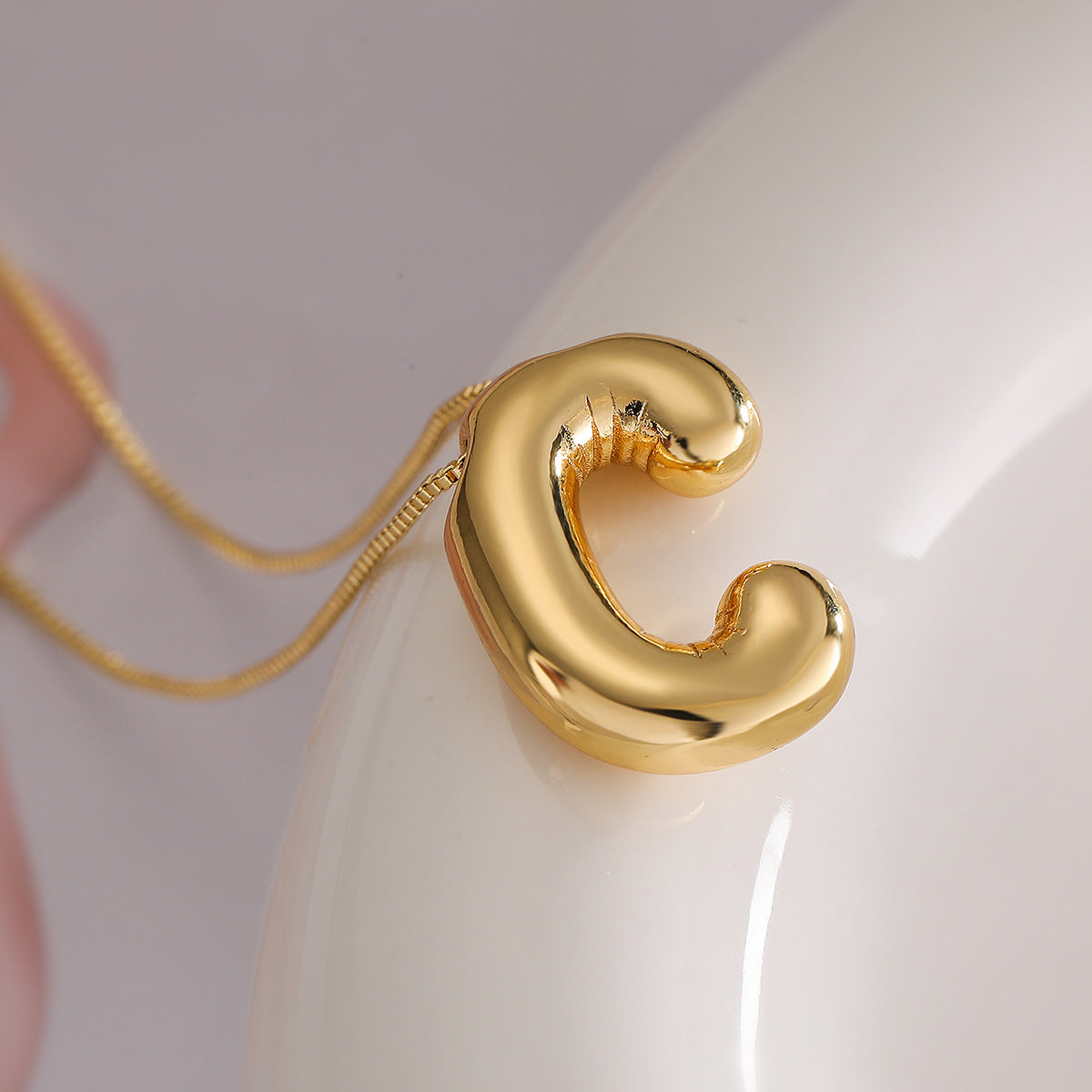 Minimalist Irregular Geometric Letter Balloon Pendant Necklace for Women