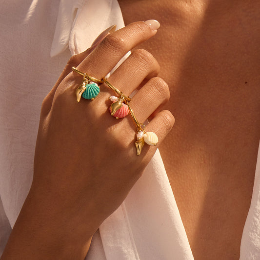 Minimalist Seashell-Shaped Stainless Steel Ring with Plating Finish for Women