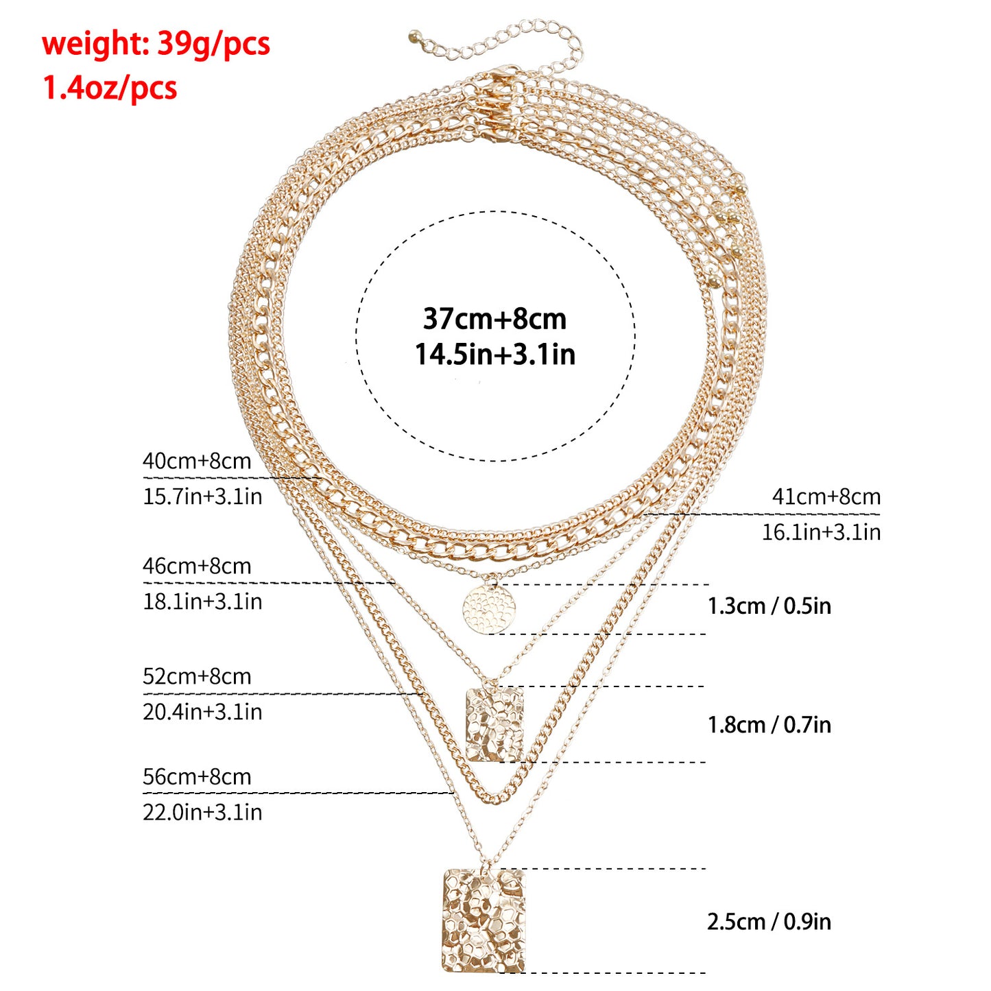 Geometric Pendant Necklace with Snake-Skin Texture in Metal, Electroplated, Layered Clavicle Chain for Women