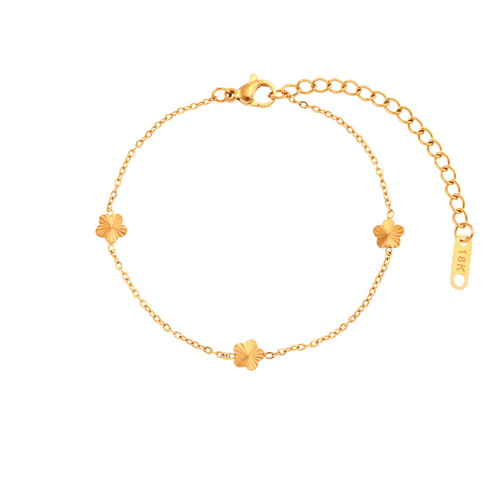 Pulsera fina geométrica minimalista de acero inoxidable chapado en oro de 18 quilates para mujer