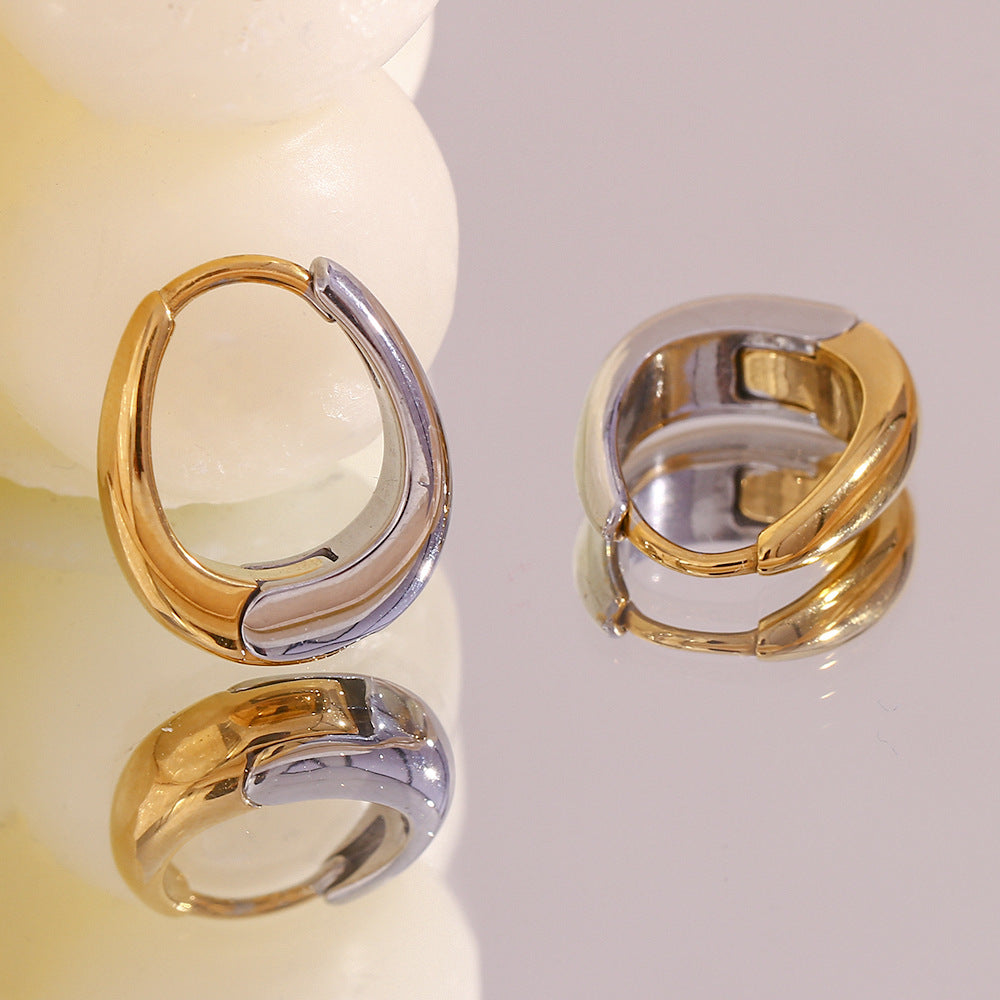 Minimalist Geometric Stainless Steel 18K Gold Plated Mini Pear-Shaped Ear Studs for Women