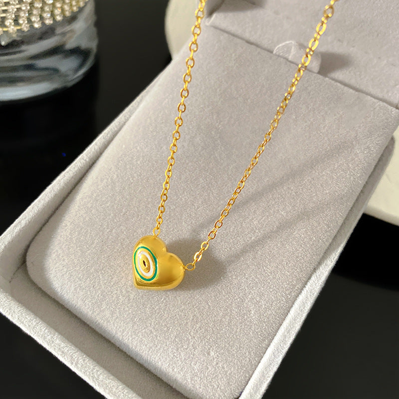 Sweet Streetwear Heart Titanium Steel Plated Pendant Necklace for Unisex
