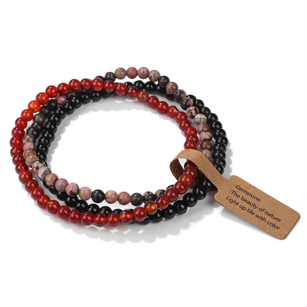 Vintage Geometric Agate Beaded Bracelet Unisex Natural Stone Jewelry
